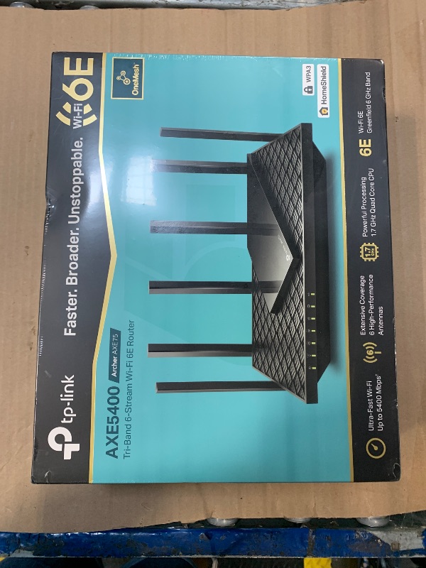 Photo 1 of **NEW FACTORY SEALED **TP-Link AXE5400 Tri-Band WiFi 6E Router (Archer AXE75)- Gigabit Wireless Internet for Gaming, VPN, OneMesh, WPA3