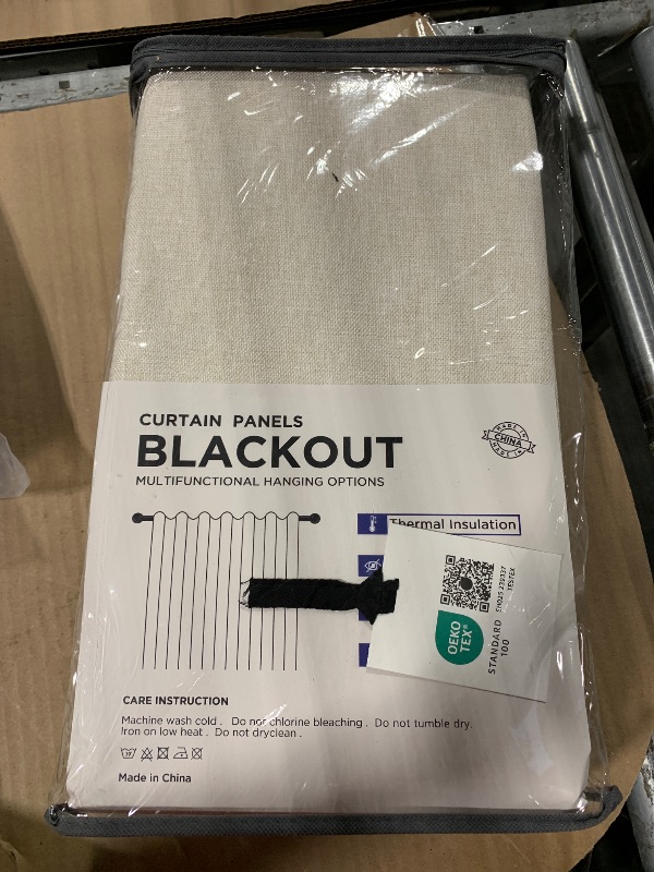 Photo 1 of 100% Blackout Shield Linen Blackout Curtains for Bedroom 108 Inches Long, Back Tab/Rod Pocket Living Room Drapes, Thermal Insulated Blackout Curtains 2 Panels Set, 50" W x 108" L,Cream