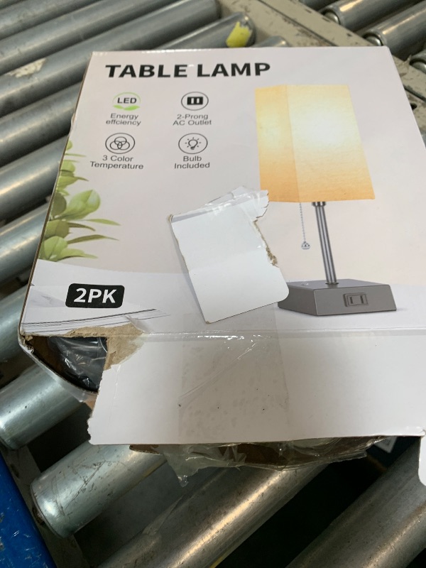 Photo 1 of 15'' Table Lamp for Bedroom set of 2,3-Color Bedside Lamps with Pull Chain Table Lamps for Night stands with AC Outlet,Small Night Light Lamps with 2 Bulbs Lamps for Living Room Kids Room Office Decor