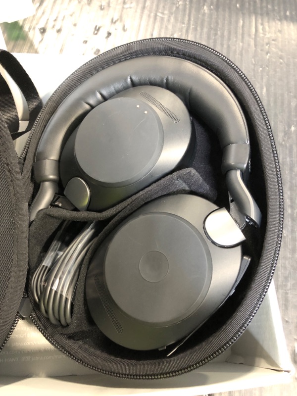 Photo 1 of ** MICROPHONE DAMAGED **     Jabra Evolve2 85 Wireless PC Headset – Noise Cancelling UC Certified Stereo Headphones with Long-Lasting Battery – USB-C Bluetooth Adapter – Black