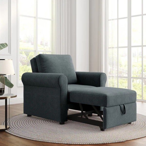 Photo 1 of ****partial set, box 1/2 only**** WF309052AAD Convertible Sleeper Chair Bed,Adjust Backrest Into a Sofa,Lounger Chair,Single Bed,Modern Chair Color Deep Blue Bed Sleeper for Adults