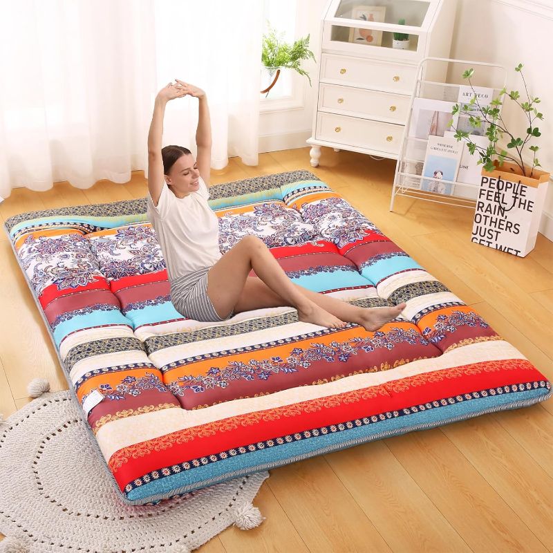 Photo 1 of **RETAIL $59** Bohemian Retro Japanese Floor Mattress, Vintage Floral Tatami Floor Mat, Portable Roll up Futon Mattress for Guest,Tavel 