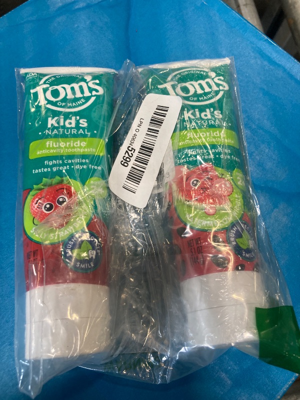 Photo 1 of Tom's of Maine Anticavity Kids Natural Toothpaste Variety Pack, Strawberry, Orange Mango, Watermelon Flavors, Kids Toothpaste with Fluoride, Safe for Ages 2 and Up, 5.1 oz (Pack of 3)