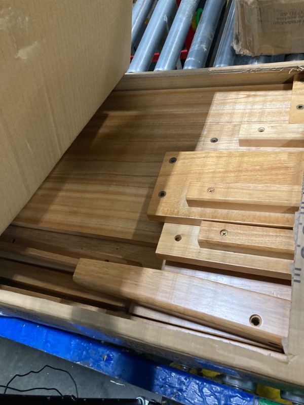 Photo 1 of ***missing hardware***
MORDEER Queen Bed Frame with Headboard, Malaysian Oak Queen Bed Frame No Box Spring Needed, Farmhouse Platform Bed Frame with 12 Slats Support, Easy Assembly, Rustic Pine