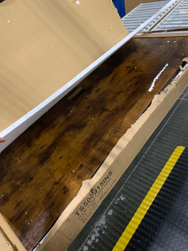 View 3 of TOPSKY Computer Desk with Bookshelf/Metal Hole Cable Cover 1.18" Thick Desk (55", Rustic Brown)