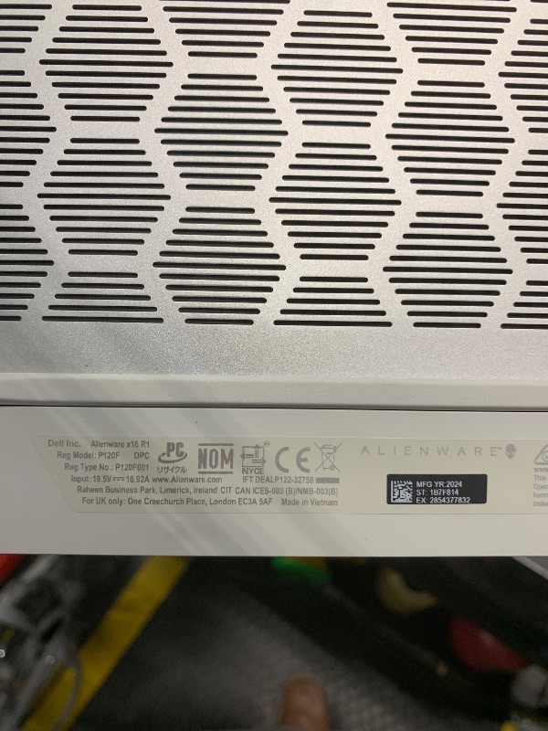 Photo 1 of Alienware X16 R1 Gaming Laptop - 16-inch QHD+ 240Hz 3ms Display, Core i9-13900HK, 32GB LPDDR5 RAM, 1TB SSD, NVIDIA GeForce RTX 4080 12GB GDDR6, Windows 11 Home, Premium Support - Lunar Silver
