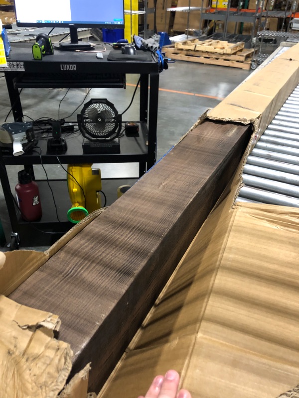 Photo 1 of ***Very Long Item*** Ekena Millwork 5 1/2"W x 5 1/2"H x 240"L 3-Sided (U-Beam) Rustic Sawn HeritageTimber Faux Wood Ceiling Beam, Kona Brown