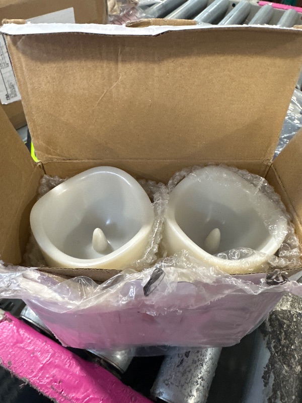 Photo 1 of **MISSING 1** TFROSIM Solar Candles Outdoor Waterproof, 3" x 6" Ivory White Flameless Candles, Dusk to Dawn Light Sensor, LED Rechargeable Pillar Solar Candles for Outdoor Lanterns, Patio Decor, Set of 2