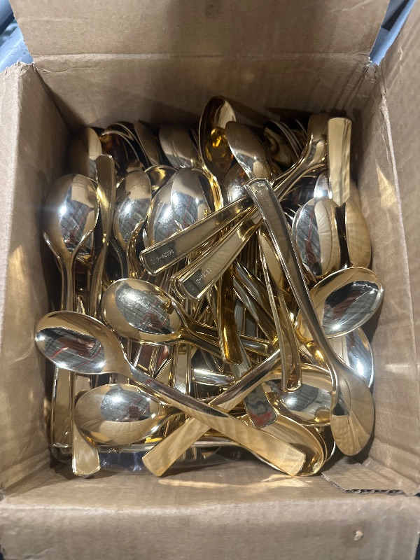 Photo 1 of **SPOONS, NOT FORKS** Prestee Set of 300 Gold Plastic Forks Disposable - 7-in Heavy-Duty Fork Flatware - Bulk Pack Fancy Silverware - Sturdy Elegant Cutlery for Weddings, Birthday Parties, Buffets, Catering, and Events
