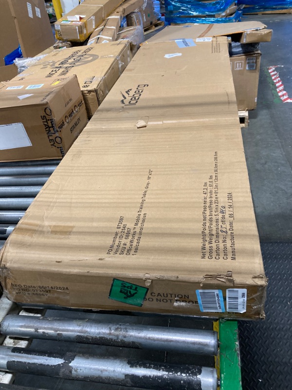 Photo 1 of Iceberg Officeworks Mobile Training Table with Two Locking Wheels, Gray and Charcoal, 72" L x 18" W x 29" H