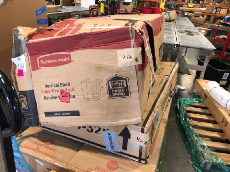 Photo 1 of ** TWO BOXES**
Rubbermaid Large Vertical Resin Outdoor Storage Shed With Floor (6.2 x 4.6 Ft), Weather Resistant, Beige/Brown, Organization for Home/Backyard/Garden Tools/Lawn Mower/Bike Storage/Pool Supplies