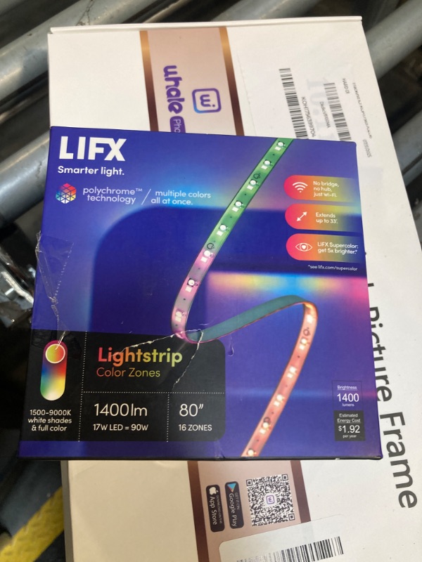 Photo 1 of **INCOMPLETE**LIFX Lightstrip Color Zones, Wi-Fi Smart LED Light Strip, Full Color with Polychrome Technology™, No Bridge Required, Works with Alexa, Hey Google, HomeKit and Siri, 80" Kit