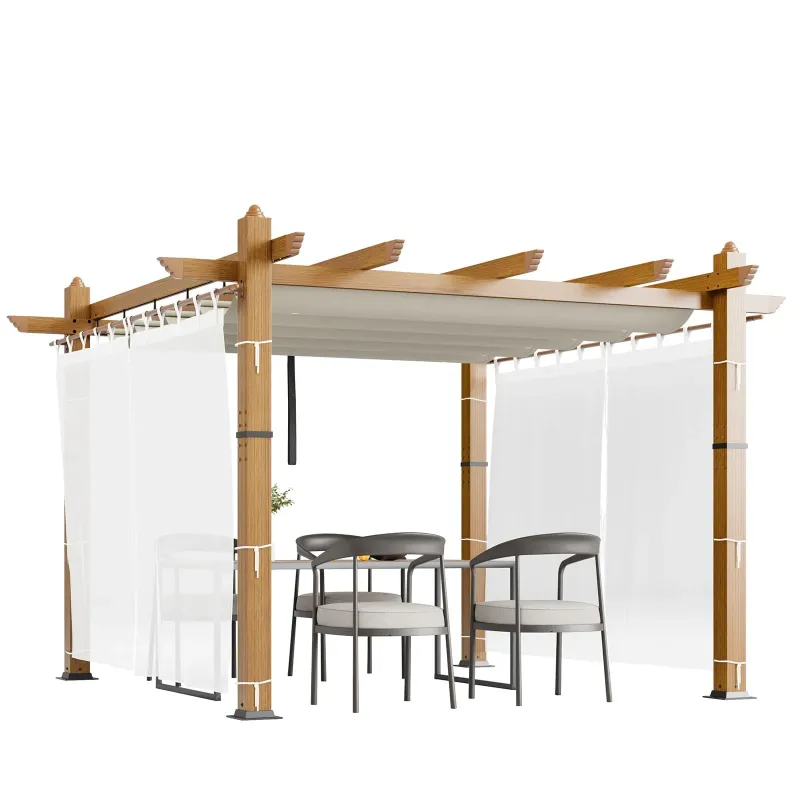Photo 1 of **SIMILAR ITEMS** MISSING PARTS**Garvee 10x10 Ft Retractable Outdoor Pergola with Canopy and Side Mesh, Upgraded Wood-Grain Aluminum Pergola, Modern Pavilion for Backyard, Patio, Porch, Grape Trellis, 

