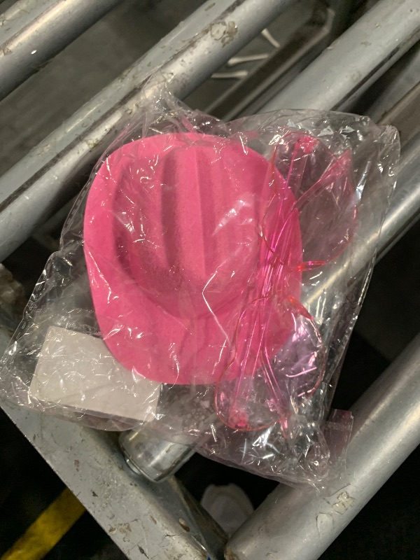 Photo 1 of **MISSING PARTS**Eybila Pink Cowgirl Hat Headband Mini Tiny Cowboy Hat Heart Glasses Bandana Women Halloween Party Costume Accessories Set