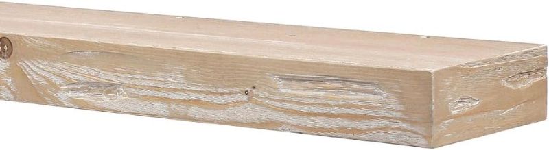 Photo 1 of  72 Inch Fireplace Mantel Shelf, Box-Constructed Pine Wood Shelf with 8" Depth, Whitewash Floating Mantel Shelf, Sturdy 72 x 3-Inch Wood Floating Shelf