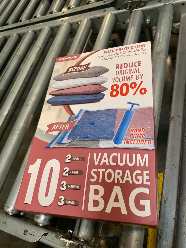 Photo 1 of 10 Space Saver Vacuum Sealed Storage Bags (2 Jumbo/2 Large/3 Medium/3 Small) with Hand Pump, Seal Bags for Clothing, Comforters, Pillows, Towel, Blanket Storage, Bedding