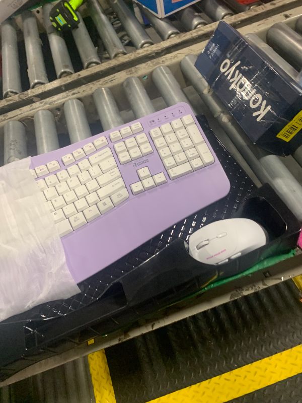 Photo 1 of ***missing usb***
Ergonomic Wireless Keyboard and Mouse Combo, Wave Keys Keyboard with Wrist Rest for Natural Typing, 3 DPI Adjustable Ergonomic Silent Mouse for Computer/Laptop/Windows/Mac (Purple)
***missing usb***
