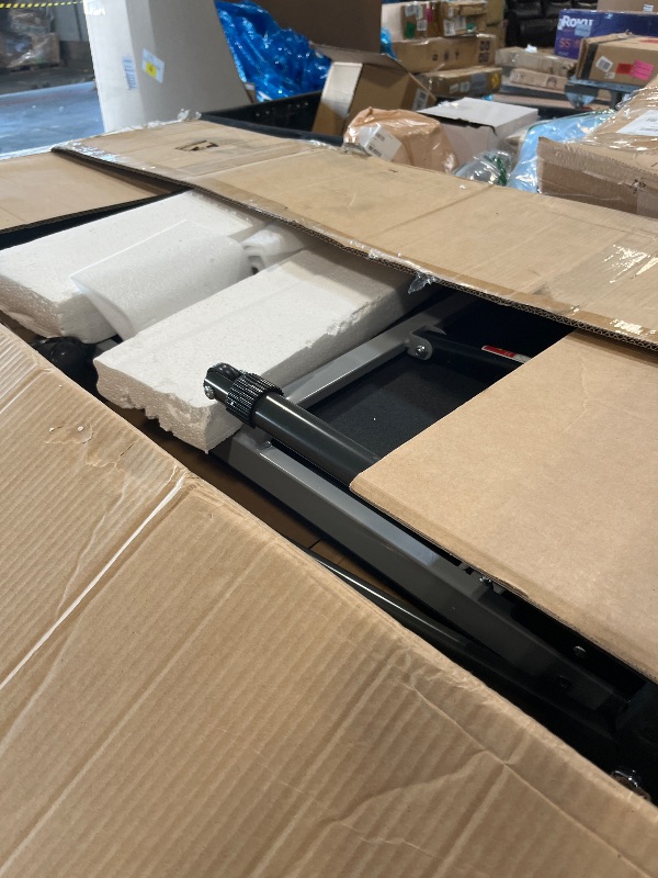 Photo 1 of ***MISSING HARDWARE***SereneLife Folding Treadmill - Foldable Home Fitness Equipment with LCD for Walking & Running, 6 MPH Speed, 1HP Motor, Cardio Machine, 4 Manual Incline Levels, 12 Programs, Bluetooth, 265lbs Capacity.