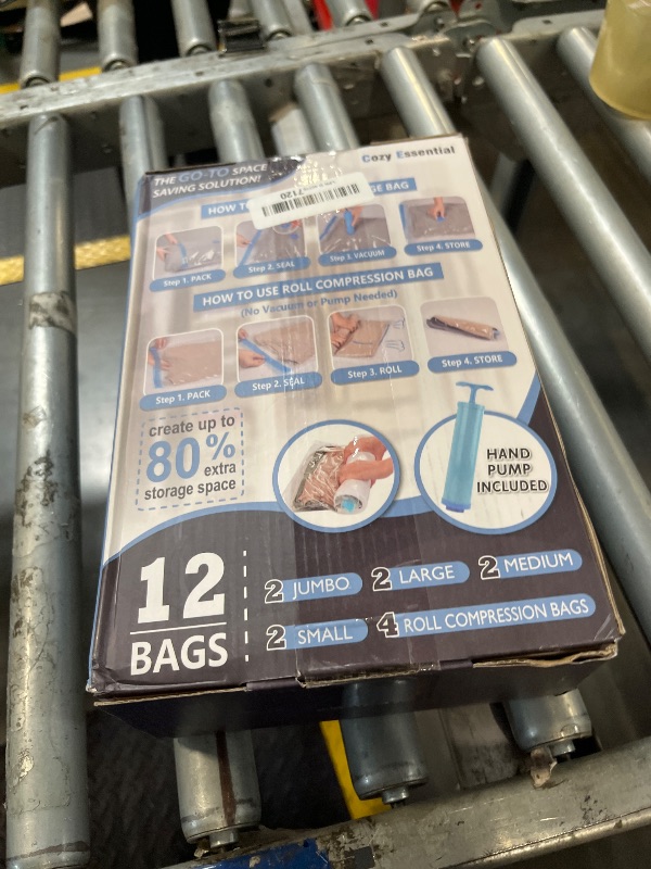 Photo 1 of 12 Pack Vacuum Storage Bags, Space Saver Vacuum Storage Bags, Vacuum Seal Bags for Clothing, Clothes, Comforters and Blankets, Hand Pump Included