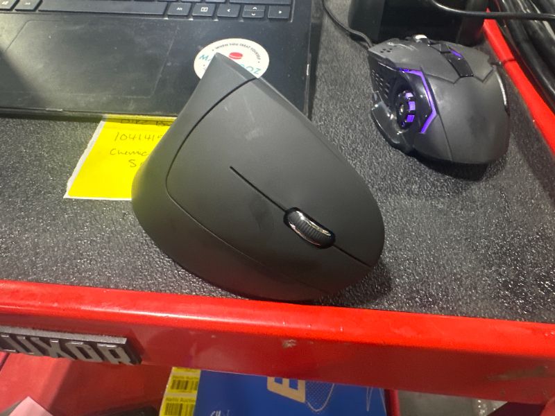 Photo 1 of [MISSING USB-C CHARGER] JYKEYMOUT Bluetooth and 2.4G (2-in-1) Rechargeable Wireless Mouse, Ergonomic Vertical Design, 1000/1200/1600 DPI, 6 Silent Buttons, for Laptop, Computer, PC, MacBook, Chromebook-Black