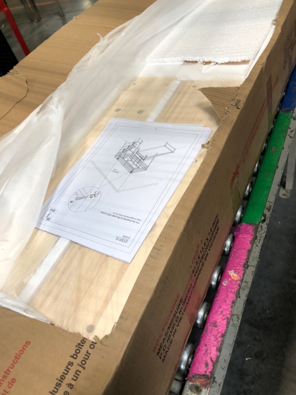Photo 1 of * BOX 1 OF 3 MISSING BOXES 2 AND 3 * 
Twin Over Twin Bunk Bed with Built-in Desk and Storage Staircase, L-Shape Solid Wood Bunk Bed Frame with Storage Compartments and Shelves for Kids Teens Adults (Natural-268)
