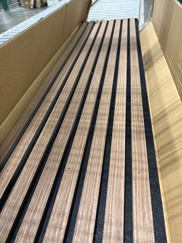 Photo 1 of **will need truck for pick up**
DOLLAR BOSS Wood Slat Acoustic Panels for Wall, 94.5" x 12.6" 4Pcs Soundproof Absorbing Wall Panel with Wood Finish 3D Fluted for Ceiling Kitchen Bedroom Office, Walnut
