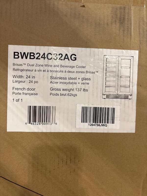 Photo 1 of **FACTORY SEALED**Zephyr Brisas 24 Inch Wine Fridge Dual Zone Under Counter Countertop Wine and Beverage Cooler Cabinet Home Bar Drink Beer Freestanding Refrigerator with French Door 21 Bottles 64 cans