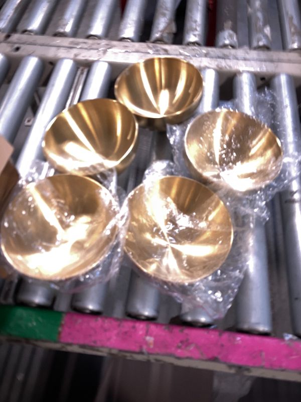 Photo 1 of ****MISSING 5 BOWLS*****Nuogo 10 Pcs Stainless Steel Mixing Bowls Decorative Esthetician Bowls for Wedding Party Baking Prepping Serving Facial Food Salad Fruit Snack Soup Cereal(5.9 Inch,Gold)