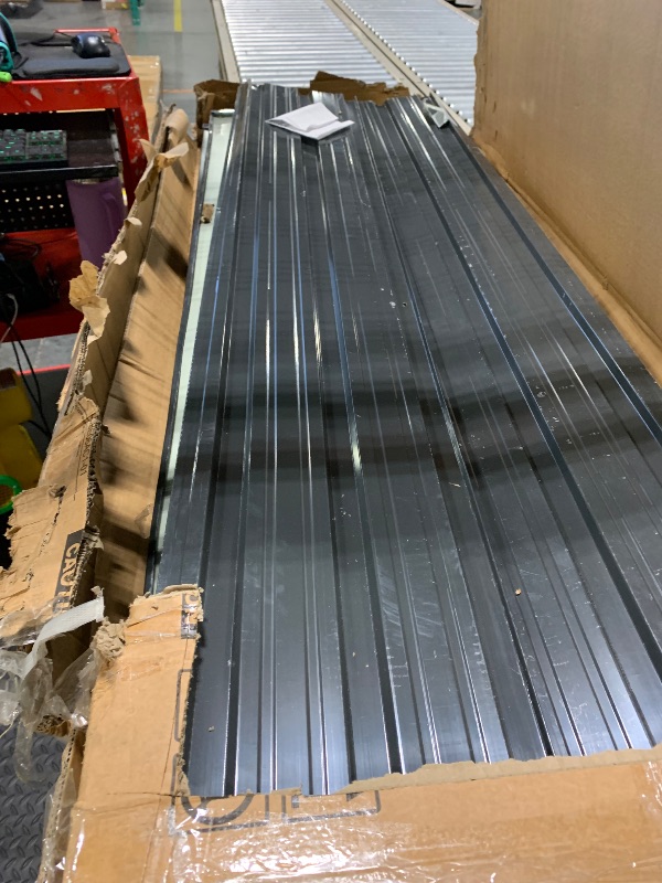 Photo 1 of **DAMAGED**MISSING PARTS**Breezestival 8'x6' Lean to Shed Galvanized Steel Storage Sheds with Side Door Waterproof Utility Shed with Sloped Roof for Mower, Bike, Garden Tools (Brown)
