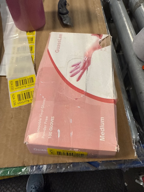 Photo 1 of 100 Pack Pink Vinyl Disposable Gloves - Latex Free and Power Free Food Grade Exam Gloves for Cleaning, Food Prep, Kitchen Use, Medium