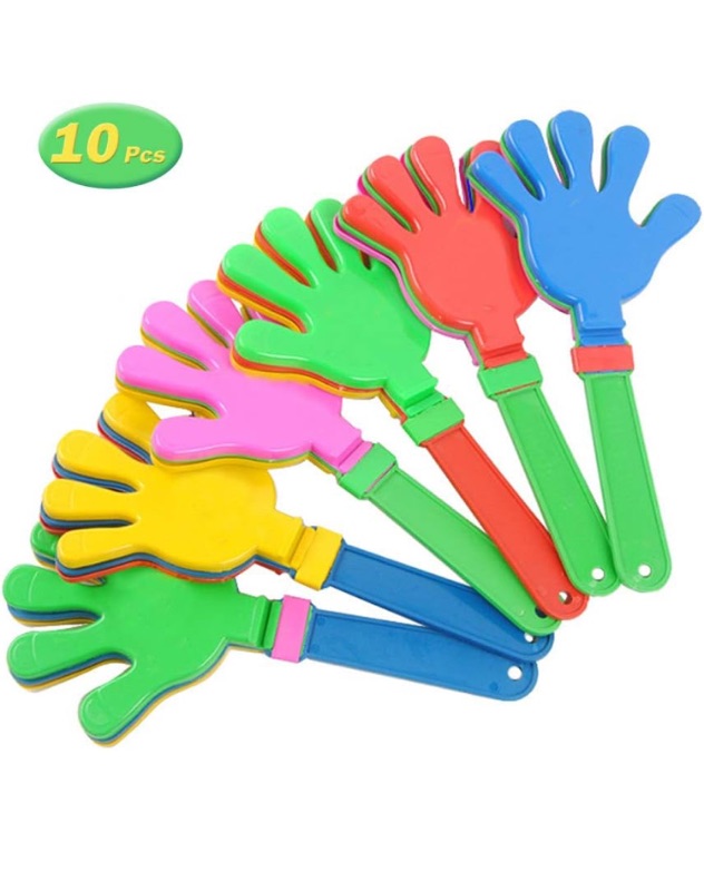 Photo 1 of 10 Pcs 11 Inch Hand Clappers Noisemaker Noise Maker Colorful Large Noisemaker Plastic Clapper Noisemaker for Sporting Events Fiesta Birthday Cheers Supplies