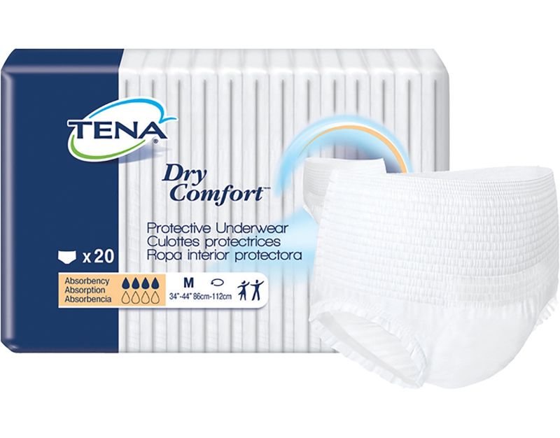 Photo 1 of  White Medium Tena Dry Comfort Adult Moderate Absorbent Underwear - Pack of 80