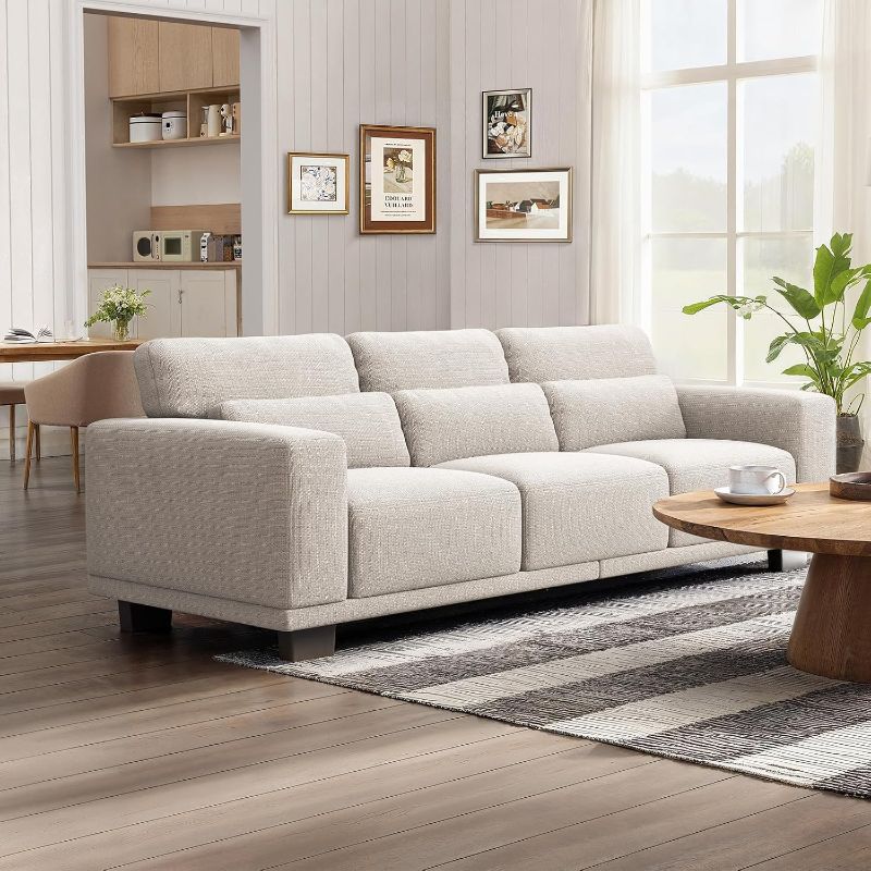 Photo 1 of **BOX 2 OF 2 ONLY/INCOMPLETE SET**Marsail 89" Sofa, 3 Seater Couch for Living Room, Modern Sofa with Deep Seats Supportive Cushion and Wide Armrests, Easy to Clean with Removable Covers, Linen Fabric, Beige