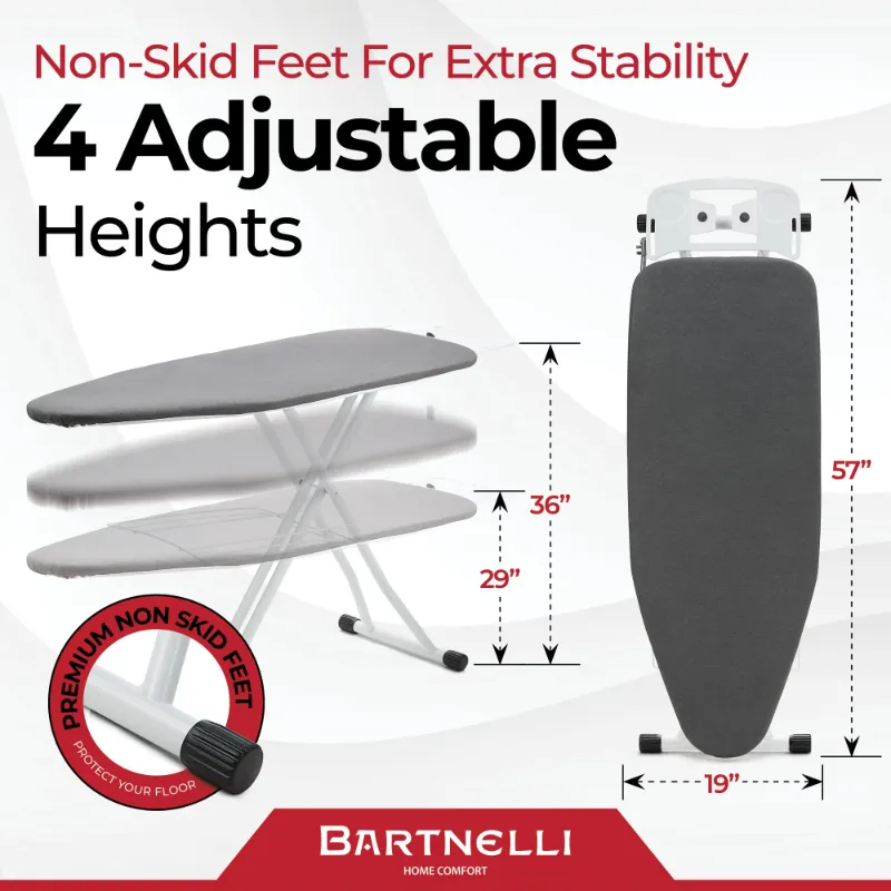 Photo 1 of 




Bartnelli
Bartnelli Extra Wide Heavy Duty Ironing Board with 4-Layer Cover Pad, Metal Legs and Shelf