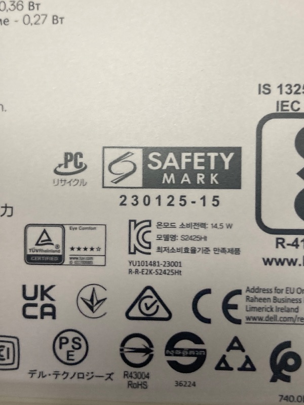Photo 1 of ***(PARTS ONLY -SELLING AS IS - PARTS ONLY)*** 
DELL S Series S2425HS LED Display 60.5 cm (23.8") 1920 x 1080 Pixels Full HD LCD Black, Silver ***(OPEN BOX, SOME SCUFF MARKS,  BOX TORN SLIGHTLY)*** 