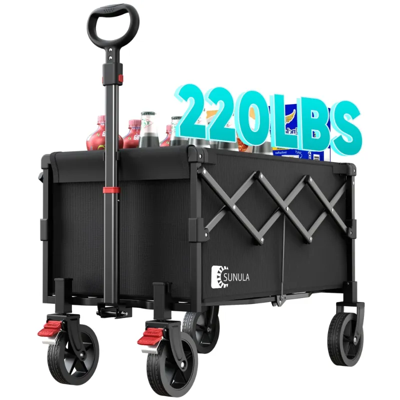 Photo 1 of ***SIMILAR***Sekey 220LBS Collapsible Foldable Wagon Cart with Brake Wheels, 130L Capacity Folding Beach Lightweight Heavy Duty Utility Garden Grocery Wagon and Cart for Camping Shopping, Black 1 Year Warranty
