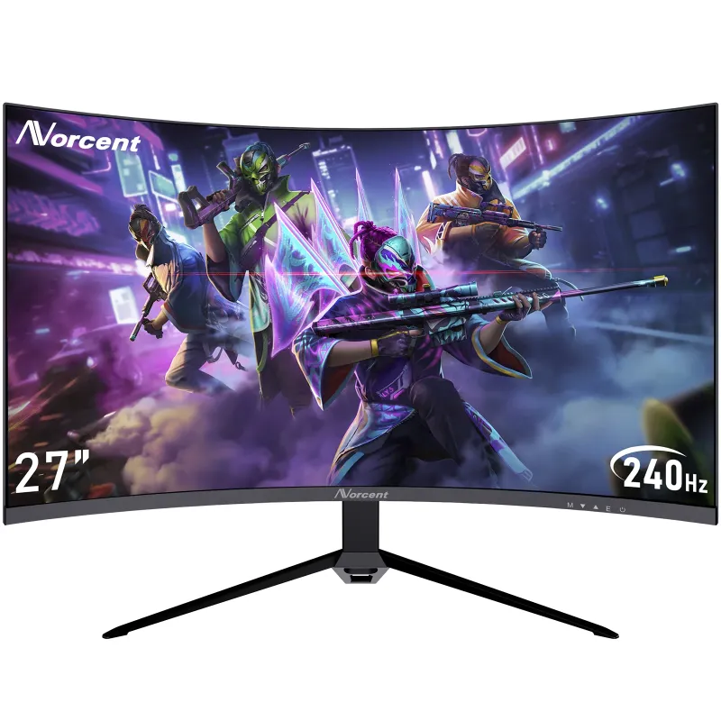 Photo 1 of Norcent 27-inch FHD VA Gaming Curved Monitor with Rainbow Lights, 240Hz Refresh Rate, Eye Care 1080P Display, FreeSync G-Sync Compatible, 1ms DisplayPort, HDMI, DP and Speakers

