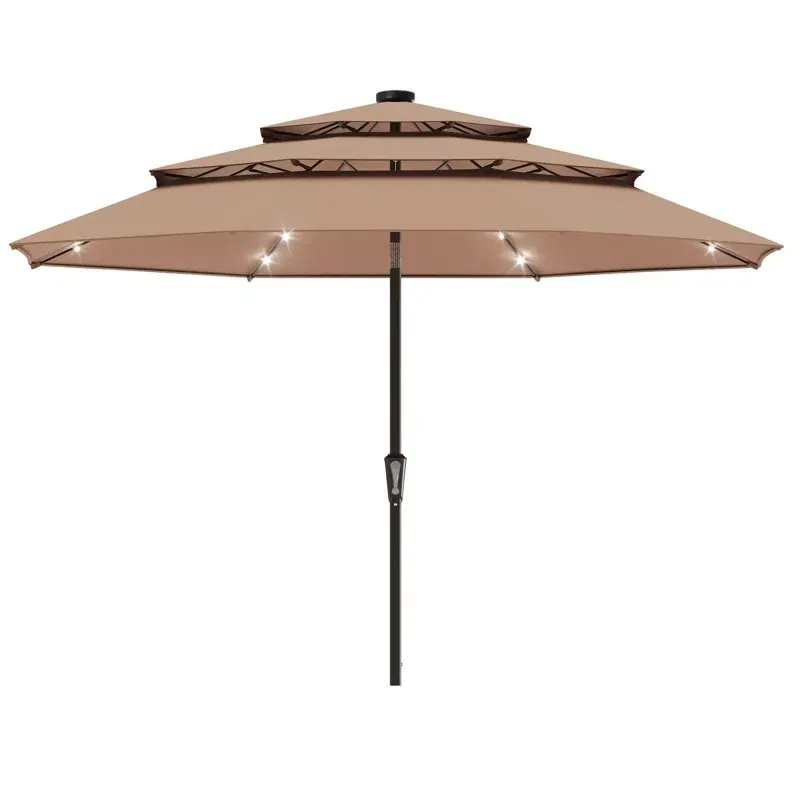 Photo 1 of 10ft 3 Tier 10-Year-Non-Fading Outdoor Patio Offset Umbrella-930076021

