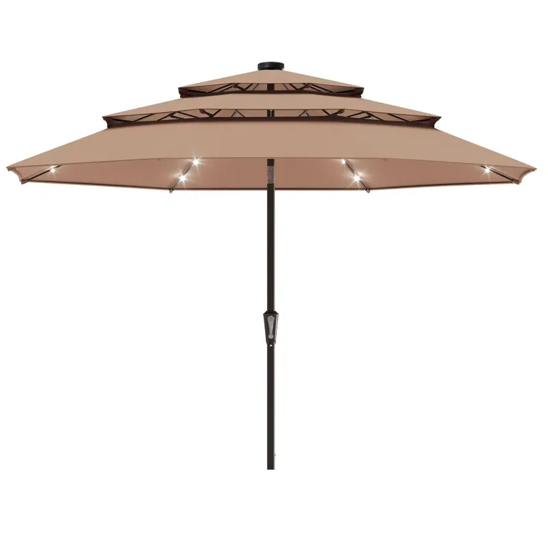 Photo 1 of 10ft 3 Tier 10-Year-Non-Fading Outdoor Patio Offset Umbrella-930076021

