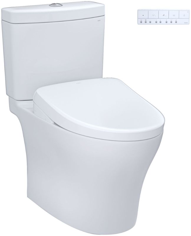 Photo 1 of Aquia IV WASHLET Plus 12 in. Rough in 2-Piece 0.9/1.28 GPF Dual Flush Elongated Toilet in Cotton White W/S7A Bidet Seat
