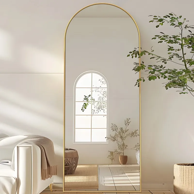 Photo 1 of Antok Arched Full Length Floor Mirror 58"x18" Full Body Mirror with Stand, for Bedroom, Living Room, Cloakroom, Gold
