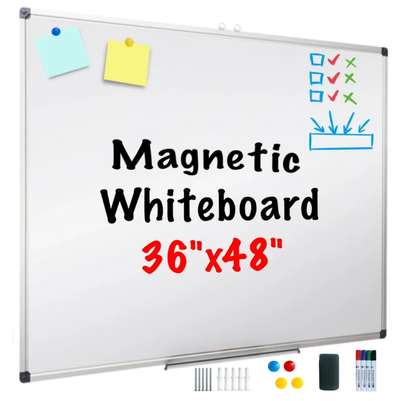 Photo 1 of **with damages, see the photos**XIWODE Magnetic Whiteboard Dry Erase Board ,48 x 36 inches, With Silver Aluminium Frame And Pen Tray,Whiteboard Pen, Magnet, Eraser,Suitable For for Home, Office, School
