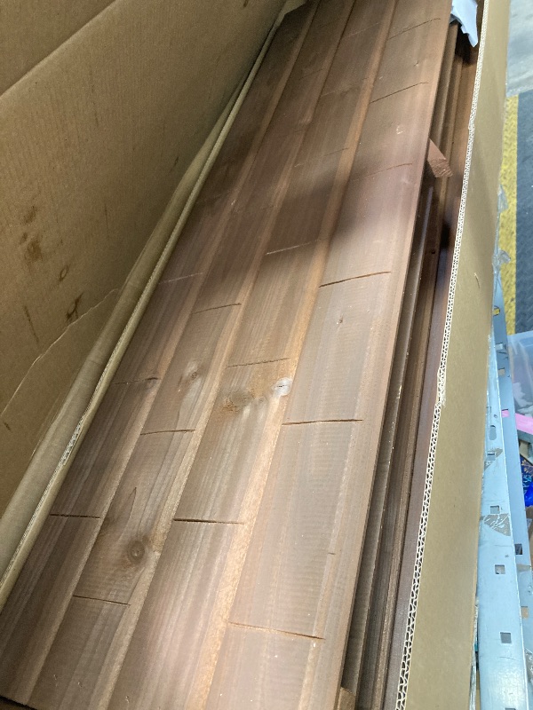 Photo 1 of ***missing Box 1 and 3, here only Box 2, Backyard Discovery Echo Heights Elevated Cedar Wooden Kids Playhouse with Wave Slide, Play Kitchen, Wrap-Around Deck, Flat-Step Ladder, Half Door, Windows, Bell, and Growth Chart for Outdoor Play. 