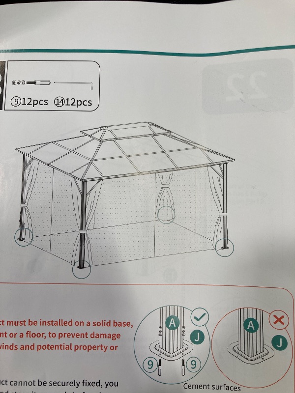 Photo 1 of ***PARTS ONLY***
YITAHOME 10x12FT Hard-Top Gazebo Double Roof Canopy Outdoor with Netting and Shaded Curtains, Aluminum Frame Polycarbonate Hardtop Garden Tent for Patio, Backyard, Deck and Lawns, Gray