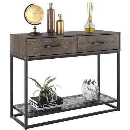 Photo 1 of ***MISSING PARTS***Homfa Console Table with Drawers and Storage Shelf Narrow Long Sofa Entryway Table for Living Room Entryway Hallway Foyer Dark Brown
