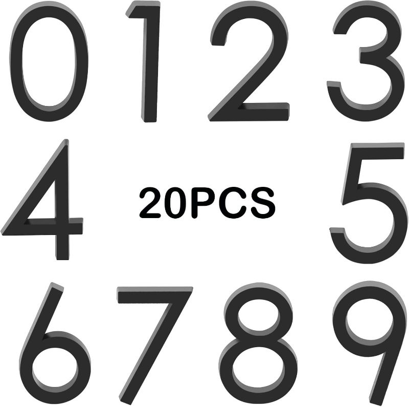Photo 1 of 
20 Pieces Self-adhesive Door House Numbers Mailbox Silver