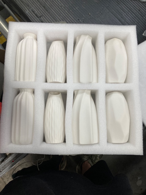 Photo 1 of 16packs Small White Ceramic Vases - Mini Flower Vases for Centerpieces, Boho Home Decor, White Bud Vase Set for Weddings Table Decor, Pampas Grass