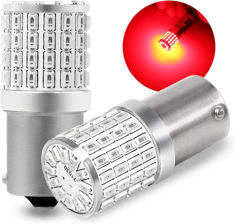 Photo 1 of 1156 Red LED Light Bulbs, Super Bright 3014 72-SMD BA15S 7506 2396 3497 LED Bulb Replacement for Brake Tail 3rd Center High Mount Stop Lights, Pack of 2