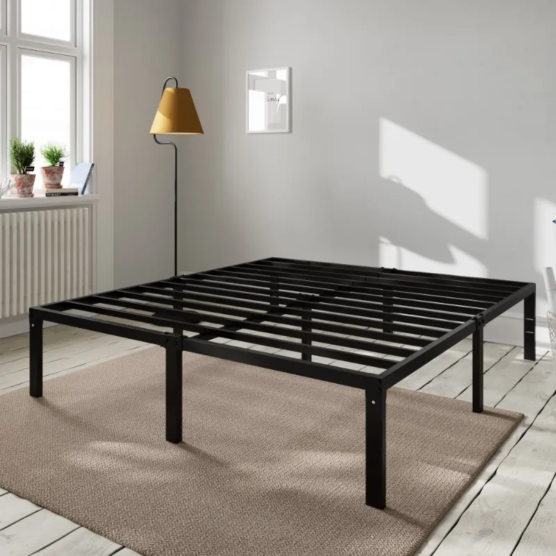 Photo 1 of Amolife Heavy Duty King Size Metal Platform Bed Frame with 16.7'' Large Under Bed Storage Space, Black