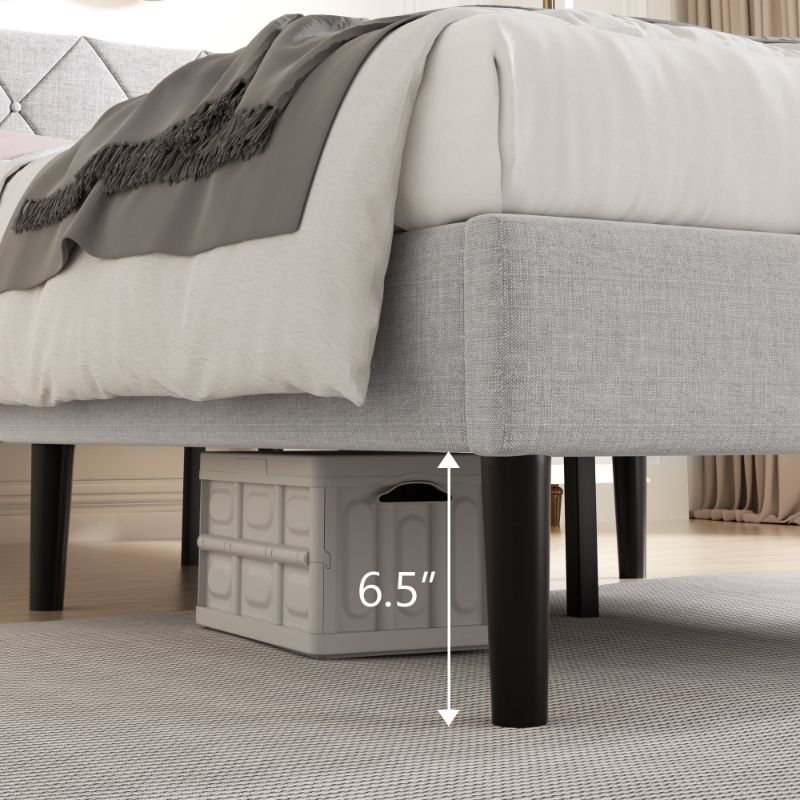 Photo 1 of Queen light grey bed frame w/ headboard